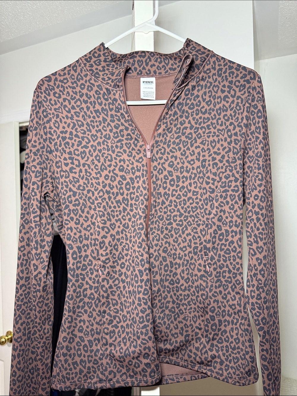 Victoria Secret Pink Leopard-Print Zip Front Women's Top